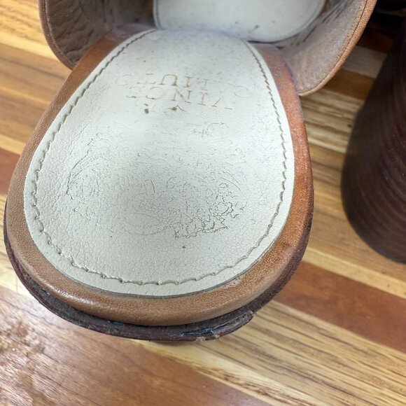 Vince Camuto Lavette Brown Peep Toe Bootie Perforated Ankle Strap Leather 8.5M - Picture 7 of 11